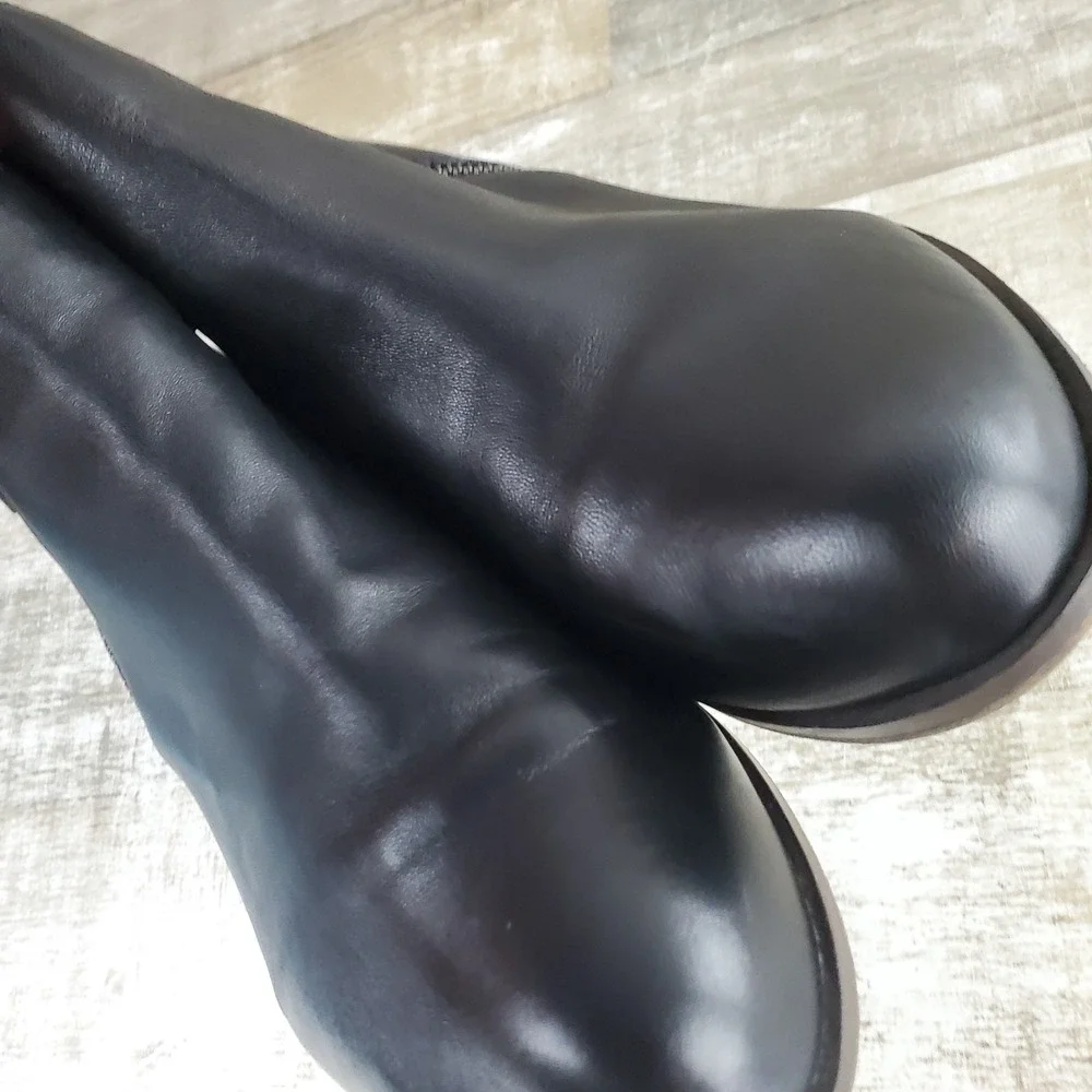 Lucky‎ Brand Basel Womens Booties Sz 11 W Black Leather Side Zip Ankle Boots